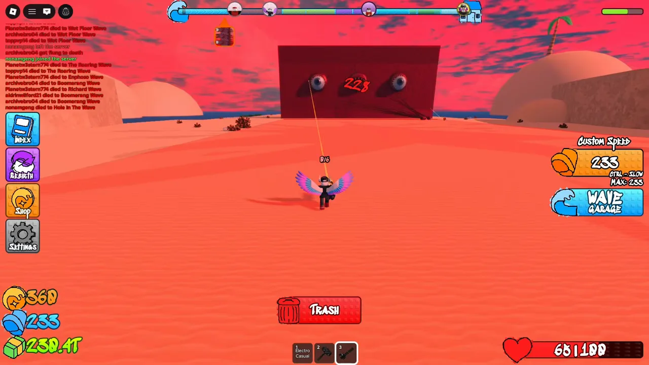 Ranged attacks aimed toward the Wall of Flesh
